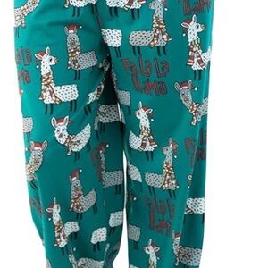 Lazy One Llama Christmas Women's Pajamas Pants. Sz Large 100% Cotton